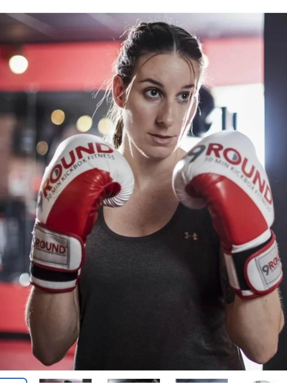 9Round White Red Boxing Gloves